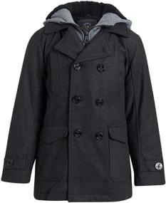 img 4 attached to Charcoal Boys' Clothing: Republic Peacoat with Faux Fur Pockets - Jackets & Coats