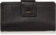 fossil women's logan clutch wallet with rfid-blocking technology - genuine leather logo
