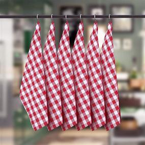 img 3 attached to 🧵 High-Quality Cote De Amor Set of 12 Cotton Kitchen Dish Towels - Absorbent, Durable, and Washable Tea Towels for Restaurant Cleaning - Stylish Buffalo Plaid Check Design with Hanging Loop - Red and White