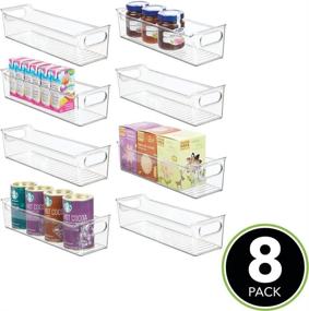 img 3 attached to 🍱 8 Pack Clear BPA Free mDesign Plastic Food Storage Bin with Handles - Kitchen Pantry Cabinet, Refrigerator, Freezer Organizer for Fruit, Yogurt, Snacks, Pasta