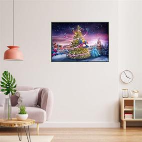 img 1 attached to 🎄 Dazzling Christmas Tree Diamond Painting Kit: DIY 5D Cross Stitch Square Embroidery for Mesmerizing Home Wall Decor