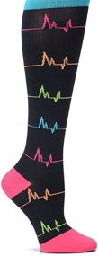 img 2 attached to 🧦 Nurse Mates EKG Black Compression Trouser Socks - Heart and Holiday Design, Size XX