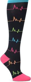 img 1 attached to 🧦 Nurse Mates EKG Black Compression Trouser Socks - Heart and Holiday Design, Size XX