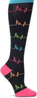 🧦 nurse mates ekg black compression trouser socks - heart and holiday design, size xx логотип