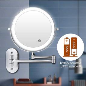 img 3 attached to 💡 Enhanced Wall Mounted Lighted Vanity Mirror: 8 Inch Chrome Makeup Mirror, 1X/10X Magnification, 3 Color Lights, Double Sided Dimmable, 360 Degree Screen Touch for Perfect Shaving and Makeup