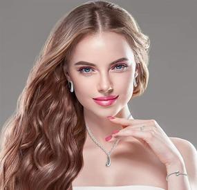 img 2 attached to 💎 Exquisite 4PCS Sterling Silver Jewelry Set: Teardrop Necklace, Earrings, Bracelet, and Ring for Women