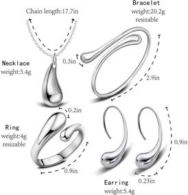 img 3 attached to 💎 Exquisite 4PCS Sterling Silver Jewelry Set: Teardrop Necklace, Earrings, Bracelet, and Ring for Women