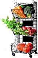 x-cosrack 3 tier metal wire baskets - versatile wall storage organizer with wheels, s-hooks, and adjustable chalkboards - perfect for kitchen, fruits, vegetables, toiletries, and bathroom rack in black логотип