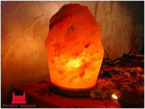 img 3 attached to Windsor Seasons Hand Crafted Natural Large Himalayan Salt Lamp with Dimmer Switch - Neem Wood Base, 6-Feet Cord & Bulb Included