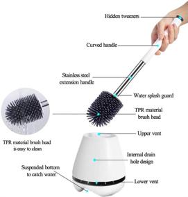 img 3 attached to 🚽 JCD Toilet Brush and Holder Set - TPR Brush Head, Stainless Steel Rod, Bathroom Cleaning Tool with Tweezers - Ultimate Bathroom Cleanliness