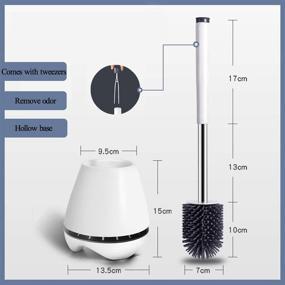 img 2 attached to 🚽 JCD Toilet Brush and Holder Set - TPR Brush Head, Stainless Steel Rod, Bathroom Cleaning Tool with Tweezers - Ultimate Bathroom Cleanliness