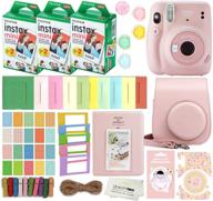 fujifilm instax mini 11 camera bundle: case, 60 fuji films, stickers, frames, album, and accessories (blush pink) logo