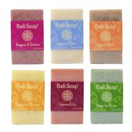 🧼 bali soap - feminine collection natural soap bar gift set, 6 pc variety pack - bergamot-gardenia, jasmine-mint, lotus-neroli, chamomile-moringa, tuberose-lily, greentea-lime 3.5 oz logo