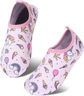 π£ non-slip kids water swim shoes: quick-dry aqua socks for boys & girls (unicorn/ice cream) - the perfect barefoot footwear logo