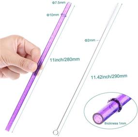 img 3 attached to 🥤 Dakoufish 11 Inch Reusable Tritan Plastic Straws: Glitter Sparkle Drinking Straws for Mason Jars/Tumblers - Set of 12 with Cleaning Brush!