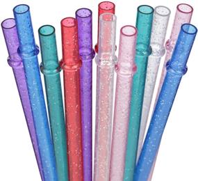 img 4 attached to 🥤 Dakoufish 11 Inch Reusable Tritan Plastic Straws: Glitter Sparkle Drinking Straws for Mason Jars/Tumblers - Set of 12 with Cleaning Brush!
