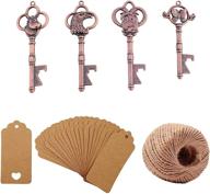 yansanido wedding favors: pack of 40 mixed copper skeleton key bottle openers with escort card tags and twine - perfect for guests' party логотип