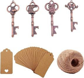 img 4 attached to Yansanido Wedding Favors: Pack of 40 Mixed Copper Skeleton Key Bottle Openers with Escort Card Tags and Twine - Perfect for Guests' Party