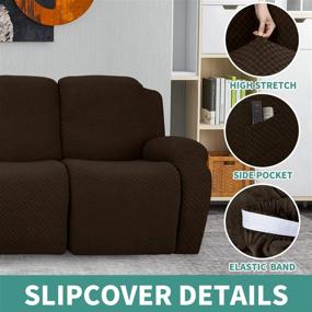 img 1 attached to 🪑 YEMYHOM Stretch Recliner Slipcover 4-Piece Set | Latest Jacquard Chair Cover with Side Pocket | Anti-Slip Fitted Couch Furniture Protector | Elastic Bottom | Recliner, Dark Coffee