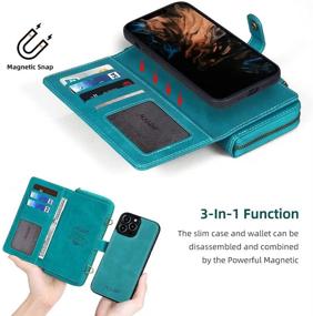 img 2 attached to 📱 Premium iPhone 13 Pro Wallet Case 2021: Detachable Magnetic 2-in-1 Case with Card Holder & Lanyard - Blue | Misscase