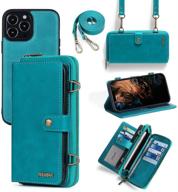 📱 premium iphone 13 pro wallet case 2021: detachable magnetic 2-in-1 case with card holder & lanyard - blue | misscase logo