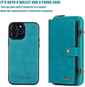 img 3 attached to 📱 Premium iPhone 13 Pro Wallet Case 2021: Detachable Magnetic 2-in-1 Case with Card Holder & Lanyard - Blue | Misscase