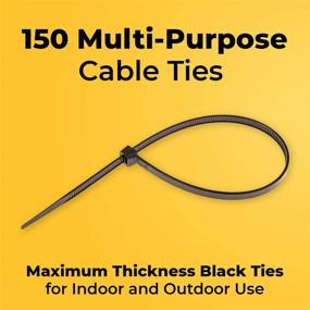 img 1 attached to 🔗 Premium Black Nylon Cable Ties - 12 Inches Long x .30 Inches Wide, 120lbs Tensile Strength - 150 Pieces, Indoor Outdoor UV Resistant - Strong Ties Brand