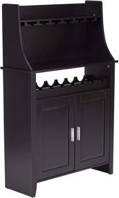 img 3 attached to Kings Brand Furniture Black Wood Wine Rack Buffet & Storage Cabinet - WR1345