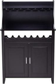 img 2 attached to Kings Brand Furniture Black Wood Wine Rack Buffet & Storage Cabinet - WR1345