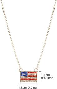 img 3 attached to Glamorous Gold Tone American Flag Necklace with Sparkling Red and Blue Crystal Rhinestones by Lux Accessories