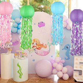 img 1 attached to 🐠 Lively LEMESO 12 Inch 4 Pack Jelly Fish Paper Lanterns: Delightful Mermaid Wishes Décor for Kids Birthday & Baby Shower Parties