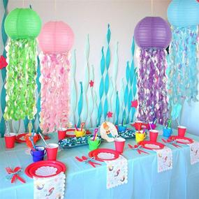 img 2 attached to 🐠 Lively LEMESO 12 Inch 4 Pack Jelly Fish Paper Lanterns: Delightful Mermaid Wishes Décor for Kids Birthday & Baby Shower Parties