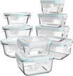 🍱 18 piece glass food storage containers with lids - bpa free, leak proof and ideal for meal prep logo