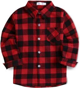 img 4 attached to 👕 Stylish Arshiner Plaid Shirt: Comfy Button-Down Flannel T-Shirt for Toddler Boys and Girls