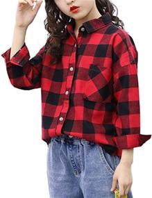 img 2 attached to 👕 Stylish Arshiner Plaid Shirt: Comfy Button-Down Flannel T-Shirt for Toddler Boys and Girls