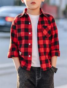 img 3 attached to 👕 Stylish Arshiner Plaid Shirt: Comfy Button-Down Flannel T-Shirt for Toddler Boys and Girls