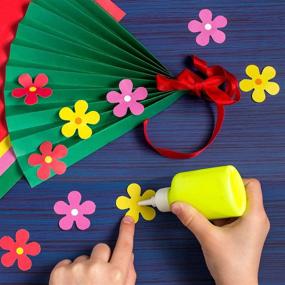 img 2 attached to 💐 Craft Flower Shaped Punch Set - Buytra Decorative Punchers: 4 PCS 5/8 Inch 1 Inch 3/2 Inch 2 Inch Punches with 10 PCS Colored Adhesive Card Stock, Perfect for Card Making, DIY Albums, and Photos