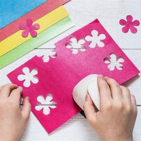 img 3 attached to 💐 Craft Flower Shaped Punch Set - Buytra Decorative Punchers: 4 PCS 5/8 Inch 1 Inch 3/2 Inch 2 Inch Punches with 10 PCS Colored Adhesive Card Stock, Perfect for Card Making, DIY Albums, and Photos