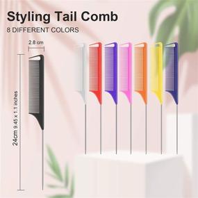 img 3 attached to 🔍 8-Piece Pintail Comb Rat Tail Comb Set - Hairdresser's Styling Combs with Anti-Static, Heat Resistance - Perfect for Hair Salons and Home Use - Available in 8 Vibrant Colors