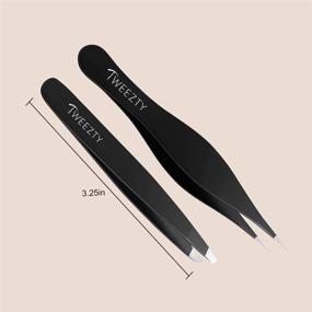 img 1 attached to Premium Stainless Steel Tweezty Tweezer Set: Slanted & Precision Tweezers for Ingrown Hair, Eyebrow Plucking, Blackhead & Splinter Removal