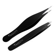 premium stainless steel tweezty tweezer set: slanted & precision tweezers for ingrown hair, eyebrow plucking, blackhead & splinter removal logo