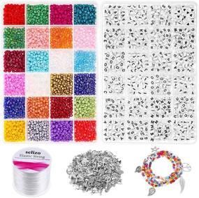 img 4 attached to ✨ Beads for Bracelets: Selizo Beads for Jewelry Making - 3000 Pcs Pony Seed Beads 4mm, 1200 Pcs Letter Beads, and 100 Pcs Silver Charms Pendants for Friendship Bracelets and Jewelry Making