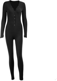 img 1 attached to Women's Pajama Bodysuit Jumpsuit Romper - Perfect for Jumpsuits, Rompers & Overalls in Clothing