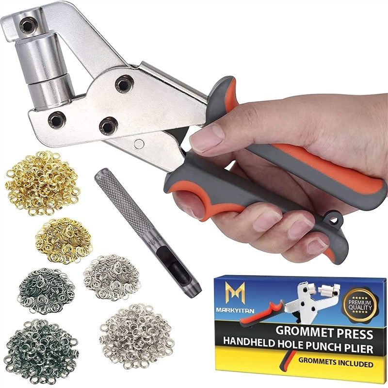 MARKYITAN 3/8 Inch (10mm) Professional Grommet Tool Kit - Including 1 x  Grommet Press Plier, 90