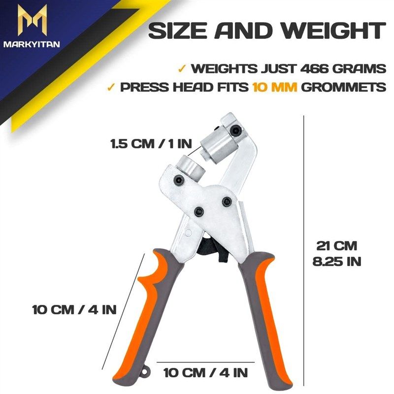 MARKYITAN 3/8 Inch (10mm) Professional Grommet Tool Kit - Including 1 x  Grommet Press Plier, 90