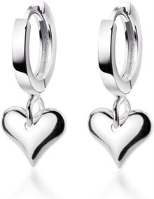 img 4 attached to 💕 Sterling Silver Drop Dangle Heart Hoop Earrings for Women & Teen Girls: Cartilage Sleeper Huggie Hoops - Cute Jewelry Gift for Valentine's Day, Birthday, Mom, Daughter, BFF