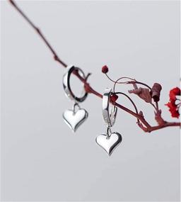 img 1 attached to 💕 Sterling Silver Drop Dangle Heart Hoop Earrings for Women & Teen Girls: Cartilage Sleeper Huggie Hoops - Cute Jewelry Gift for Valentine's Day, Birthday, Mom, Daughter, BFF