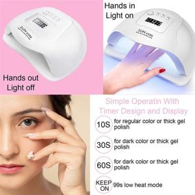 img 2 attached to 💅 Получите салонное качество ногтей дома с 80W УФ-LED лампой для сушки ногтей - комплект включает электрическую пилку для ногтей, набор ногтевых пил, и декорации для ногтей!