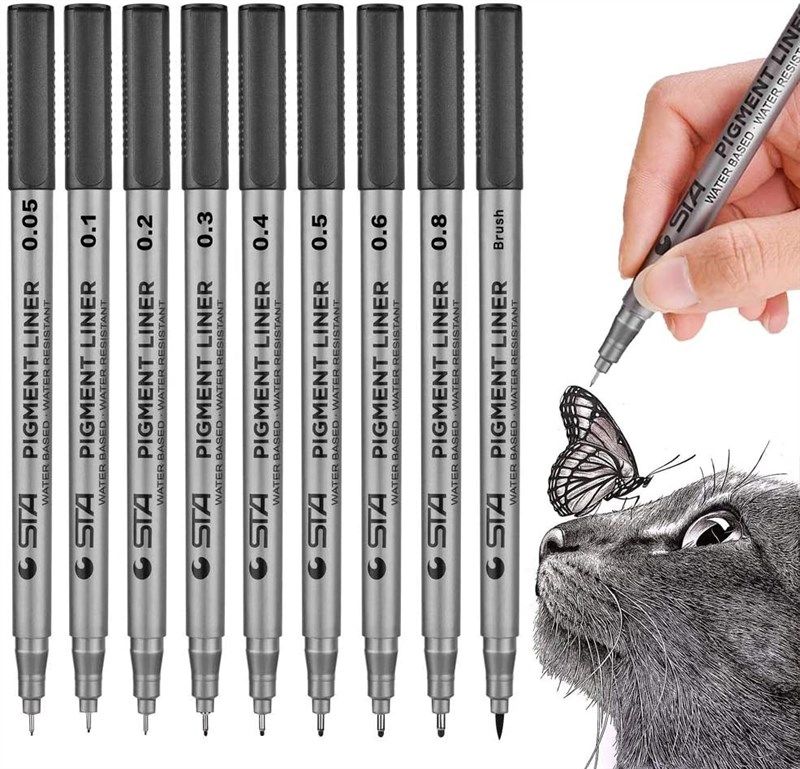 Black Micro-Pen Fineliner Ink Pens Waterproof Archival Ink Fine Point Micro  Drawing Pen for Art Watercolor, Sketching Multiliner