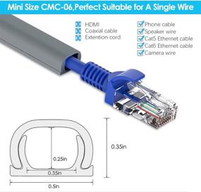 img 3 attached to 🔌 CMC-06 Mini On-Wall Cable Cover for Speaker Wire & Ethernet Cable - 125in, Grey - Wall Cord Hider for Perfect Cable Concealment